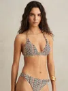 Reiss Black/brown Chevron-stripe Triangle Bikini Top In Multi