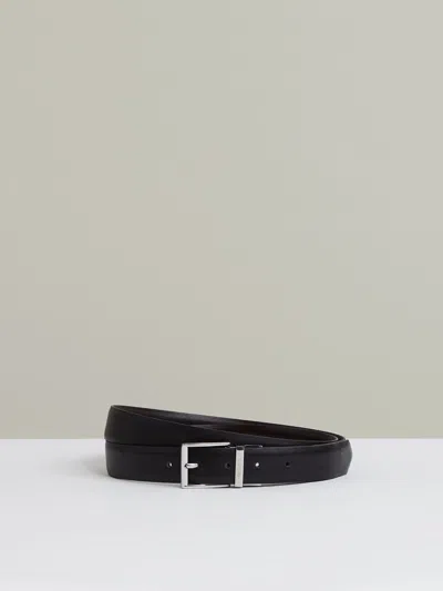 Reiss Black/brown Reversible Leather Belt With Interchangeable Buckle In Multi