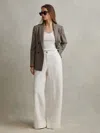 Reiss Black/camel Wool Blend Double Breasted Dogtooth Blazer In Multi