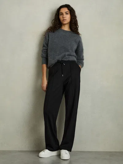 Reiss Black/charcoal Drawstring Straight Leg Jersey Joggers