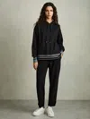 Reiss Womens Black Charcoal Alexi Drawstring Tapered Stretch-jersey Joggers In Black