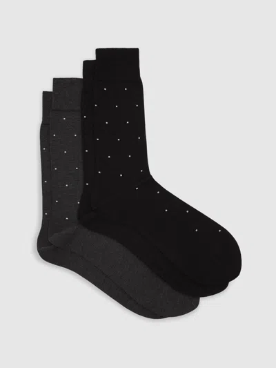 Reiss Black/charcoal Mario Spot 2 Pack Cotton-blend Polka-dot Socks