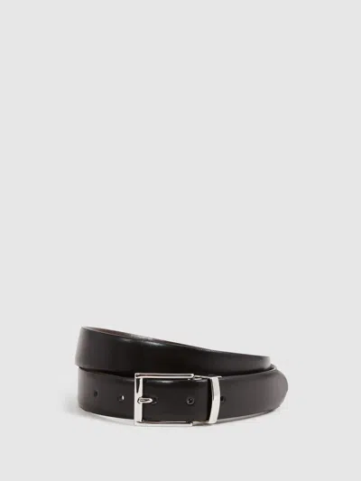 Reiss Black/dark Brown Ricky Reversible Leather Belt In Multi