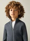 Reiss Blackened Blue Hampshire 3-9 Yrs Merino Wool Blend Zip Through Cardigan In Blue