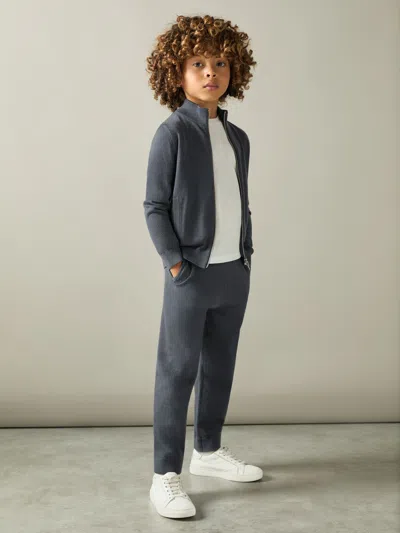 Reiss Blackened Blue Billings 3-9 Yrs Merino-blend Stretch Joggers