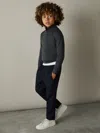 Reiss Blackened Blue Blackhall 3-9 Yrs Merino Wool Half-zip Funnel Neck Jumper