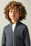 Reiss Blackened Blue Merino Wool Zip-through Funnel-neck Cardigan