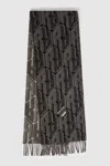 Reiss Black/grey Wool And Cashmere Jacquard Scarf In Black/grey