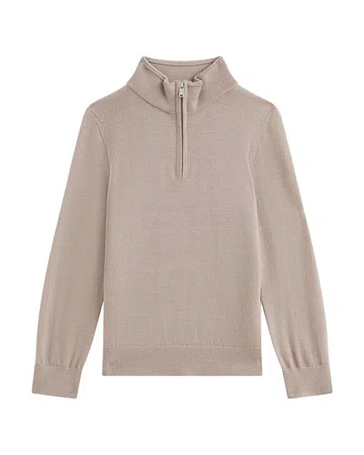 Reiss Kids' Blackhall Funnel 1/2-zip Wool Pullover In Neutral