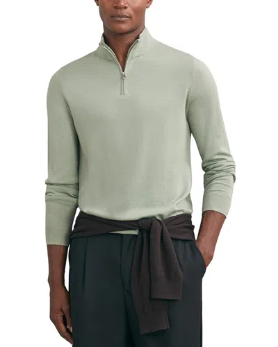 Reiss Blackhall Half Zip Fun Wool Sweater In Green