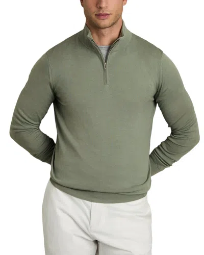 Reiss Blackhall Half Zip Fun Wool Sweater In Green