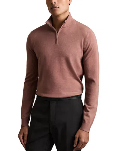 Reiss Blackhall Half Zip Sweater In Dusty Blush