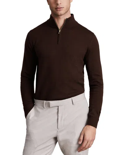 Reiss Blackhall Half Zip Top In Brown