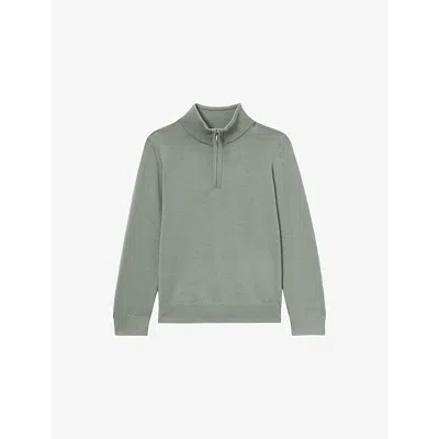 Reiss Kids' Blackhall Hlaf-zip Merino-wool Polo Shirt 3-9 Years Herb Green