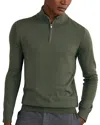 Reiss Blackhall Long Sleeved Half Zip Funnel Neck Merino Wool Sweater In Green