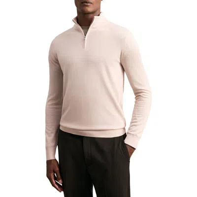 Reiss Mens Beige Blackhall Half-zip Long-sleeve Merino-wool Jumper Xs In Pink