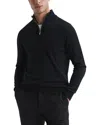 Reiss Blackhall Wool Funnel Neck Half Zip Pullover In Black