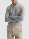 Reiss Blackhall Merino Wool Slim Fit Quarter Zip Mock Neck Sweater In Soft Gray