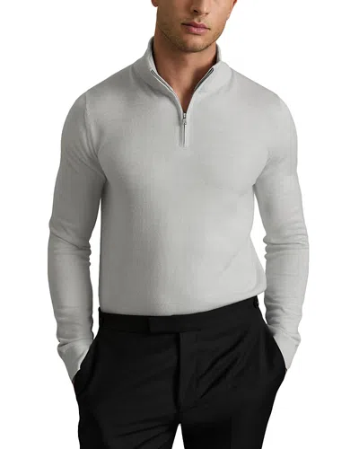 Reiss Blackhall Quarter Zip Merino Wool Sweater In Iced Blue