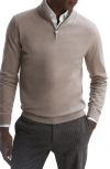 Reiss Blackhall Quarter Zip Wool Sweater In Mink