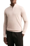 Reiss Blackhall Quarter Zip Wool Sweater In Pink