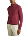 Reiss Blackhall Slim Fit Quarter Zip Sweater In Cherry Pink