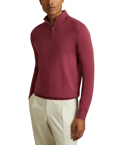 Reiss Blackhall Slim Fit Quarter Zip Sweater In Cherry Pink