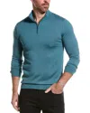 Reiss Blackhall Merino Wool Slim Fit Quarter Zip Mock Neck Sweater In Green