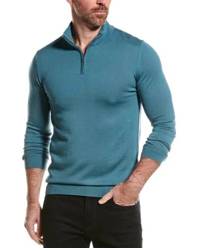Reiss Blackhall Merino Wool Slim Fit Quarter Zip Mock Neck Sweater In Ocean Green