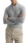 Reiss Blackhall Merino Wool Slim Fit Quarter Zip Mock Neck Sweater In Soft Grey Mouline