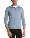Reiss Blackhall Merino Wool Slim Fit Quarter Zip Mock Neck Sweater In Blue