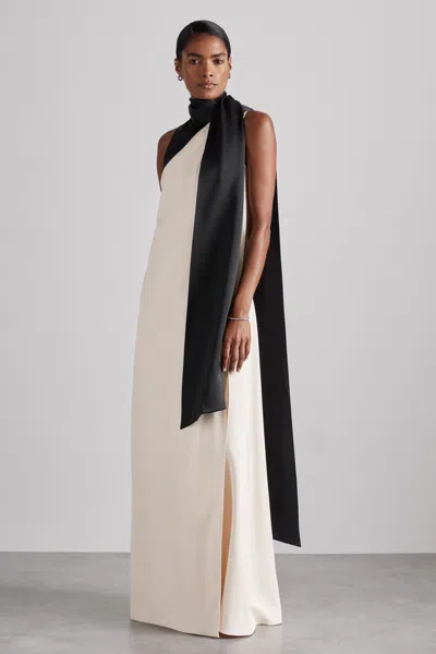 Reiss Black/ivory Isobel Atelier Sash-neck Satin Occasion Dress