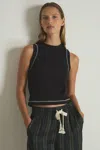 Reiss Black/ivory Lea Cotton With Stretch Contrast-stitch Vest In Black/ivory