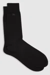 Reiss Black/mid Grey Penn Cotton-blend Logo-embroidered Socks