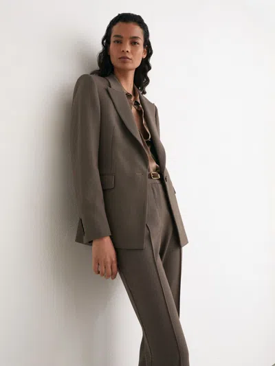 Reiss Black/neutral Gabi Petite Puppytooth Single-breasted Suit Blazer