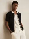 Reiss Baxter Zip Shirt In Black