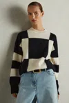 Reiss Black/white Wool-cashmere Check-intarsia Jumper In Black/white