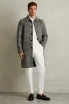 Reiss Black/white Checked Wool-blend Car Coat In Black/white