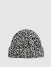 Reiss Black/white Cotton Wool Ribbed Mouliné Beanie In Black