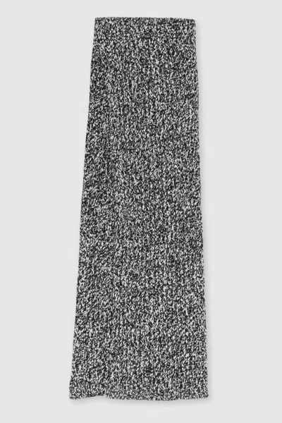 Reiss Black/white Cotton-wool Ribbed Mouliné Scarf