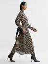 Reiss Kate Houndstooth-print Woven Midi Dress In Multi