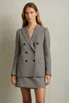 Reiss Black/white Drew Wool Dogtooth Double Breasted Blazer In Black/white