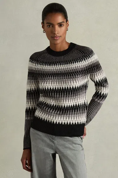 Reiss Black/white Glitter Jumper With Alpaca