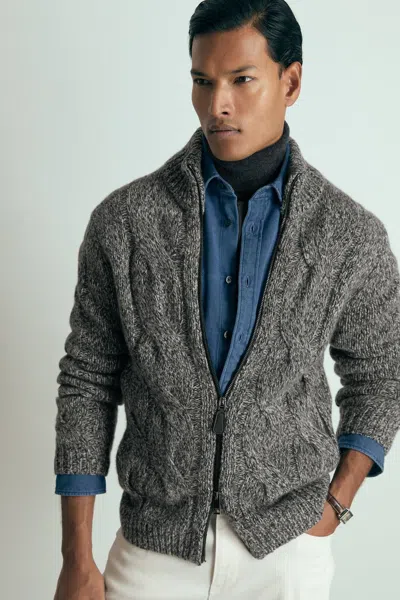Reiss Black/white Pentham Atelier Cabled-cashmere Jacket
