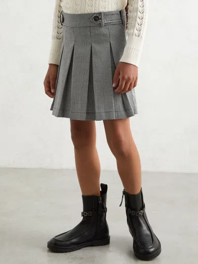 REISS REISS BLACK/WHITE MOLLY HOUNDSTOOTH-CHECK PLEATED SKIRT