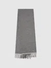 Reiss Black/white Victoria Wool Blend Dogtooth Embroidered Scarf In Black