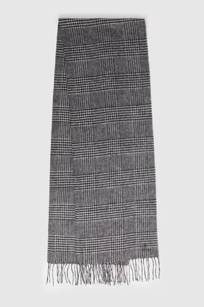 Reiss Black/white Wool And Cashmere Prince Of Wales Check Scarf In Gold