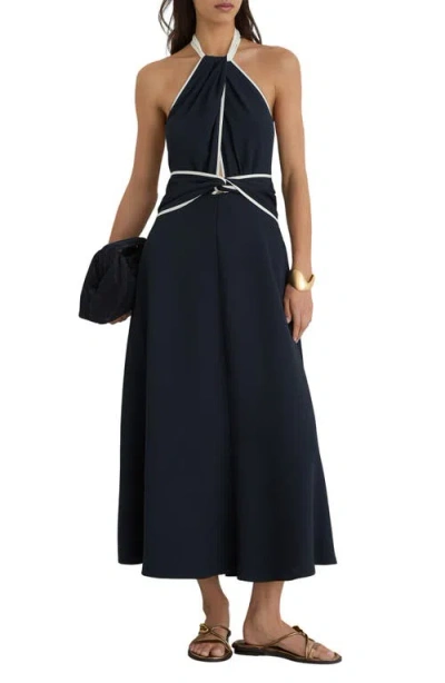Reiss Blair Halter Dress In Blue