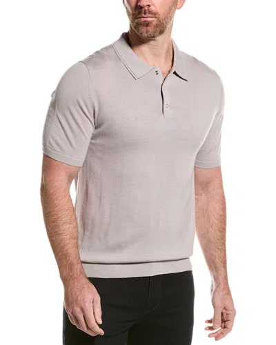 Reiss Blair Press Stud Wool Polo Shirt In Brown