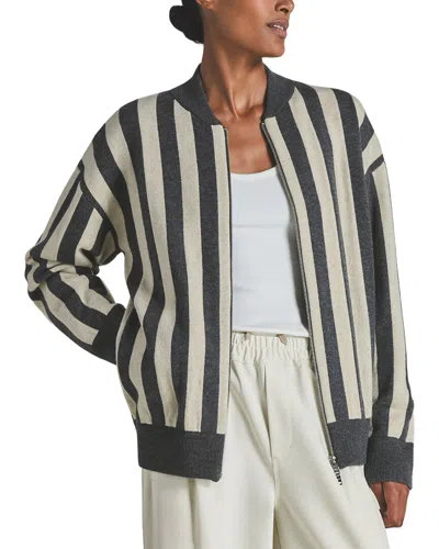 Reiss Blake Stripe Zip Through Wool & Cashmere-blend Cardigan In Multi